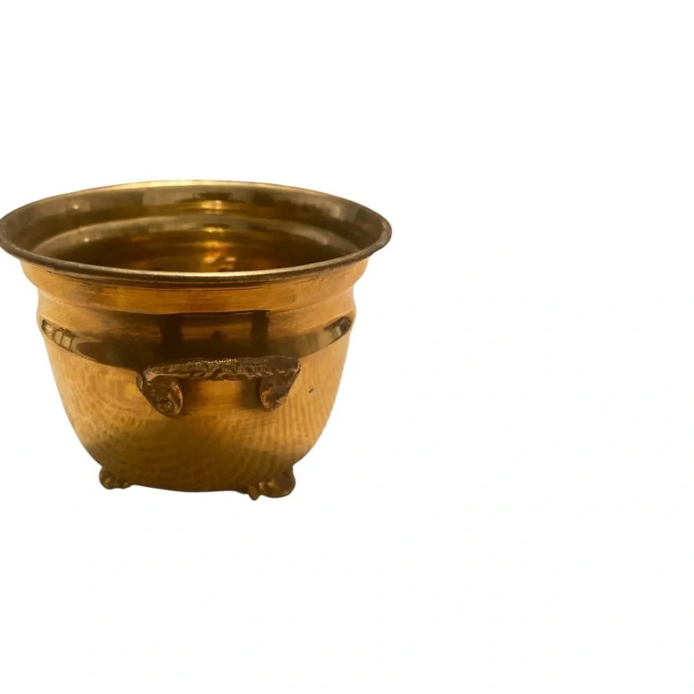 Vintage Brass Footed Planter Pot